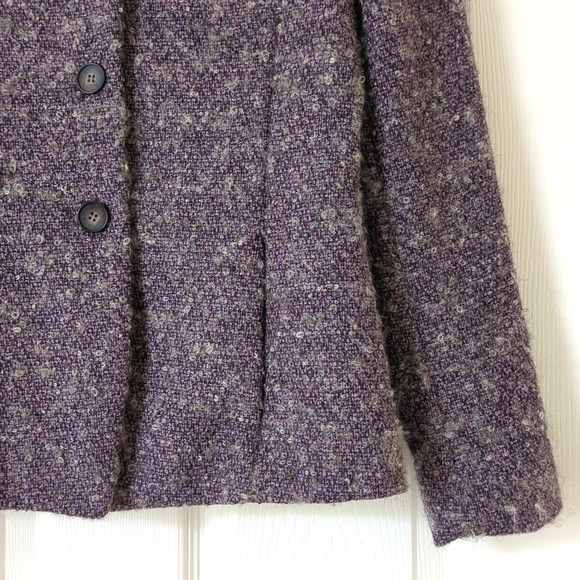 Jones New York 90's Vintage Wool & Silk Speckled Twill Blazer Jacket Purple 6 - Picture 10 of 14